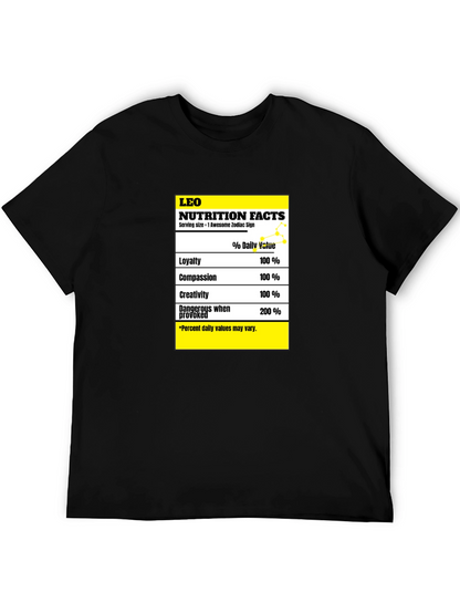 Leo Zodiac Nutrition Facts Graphic T-Shirt
