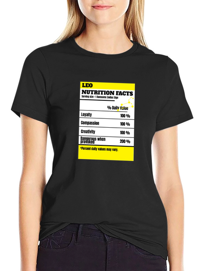 Leo Zodiac Nutrition Facts Graphic T-Shirt