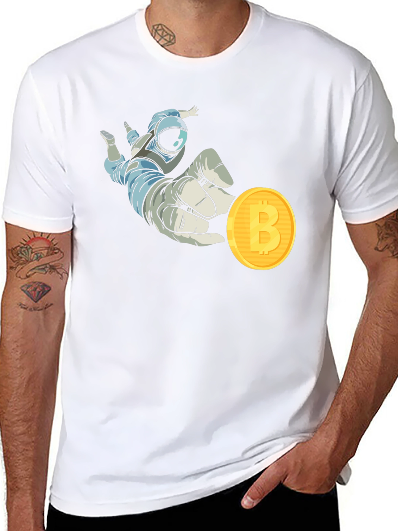 Astronaut Bitcoin T-Shirt Crypto Fashion