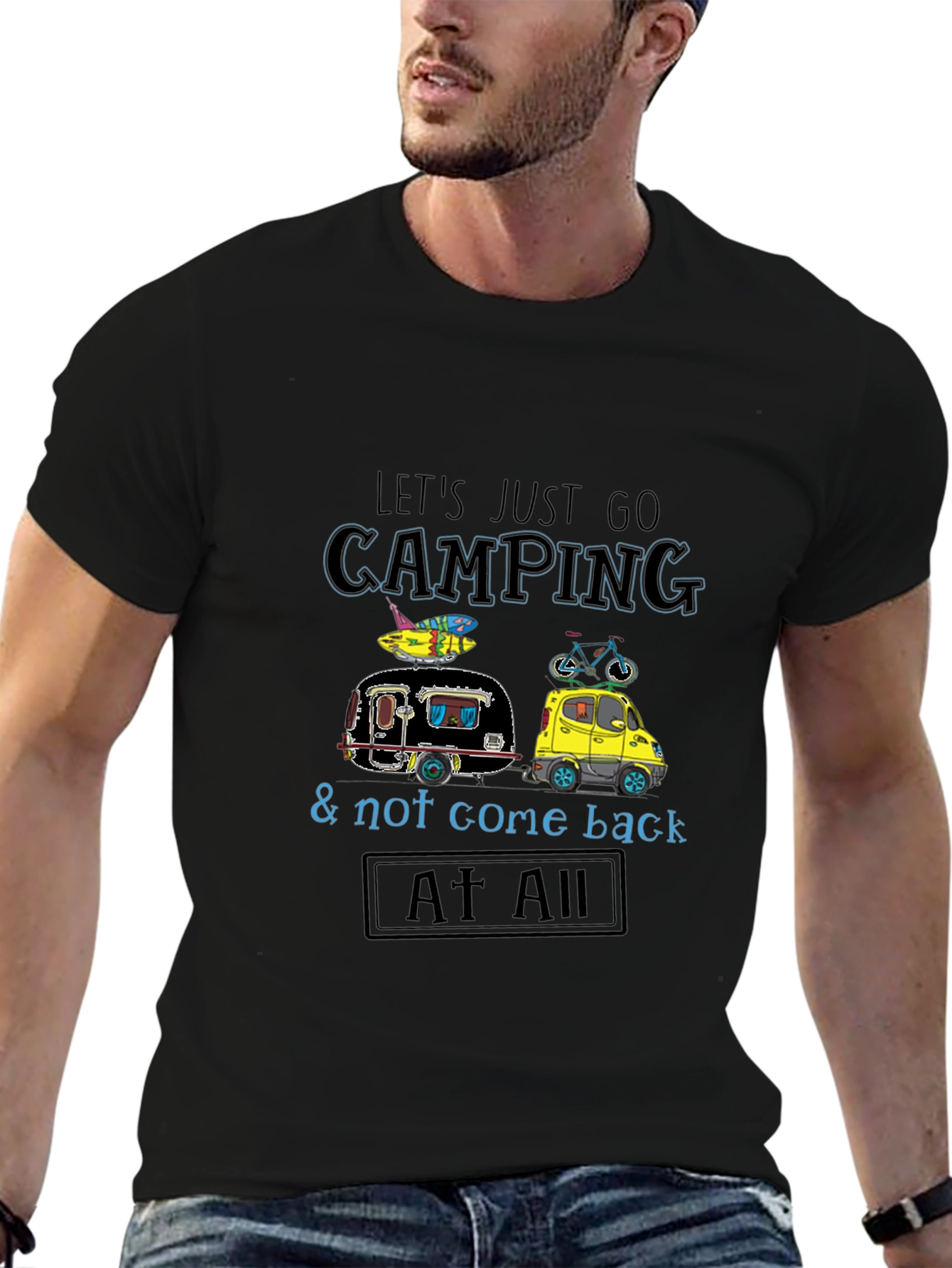 Camping Adventure Graphic Tee - Black