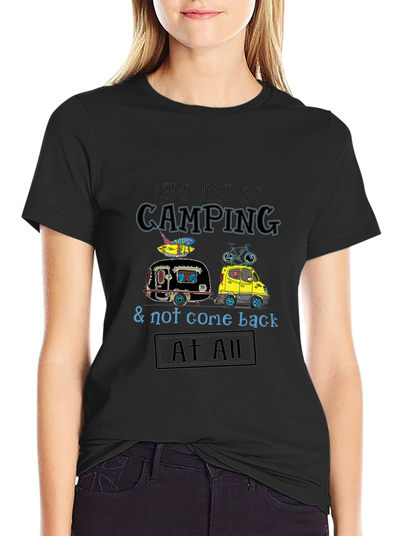 Camping Adventure Graphic Tee - Black