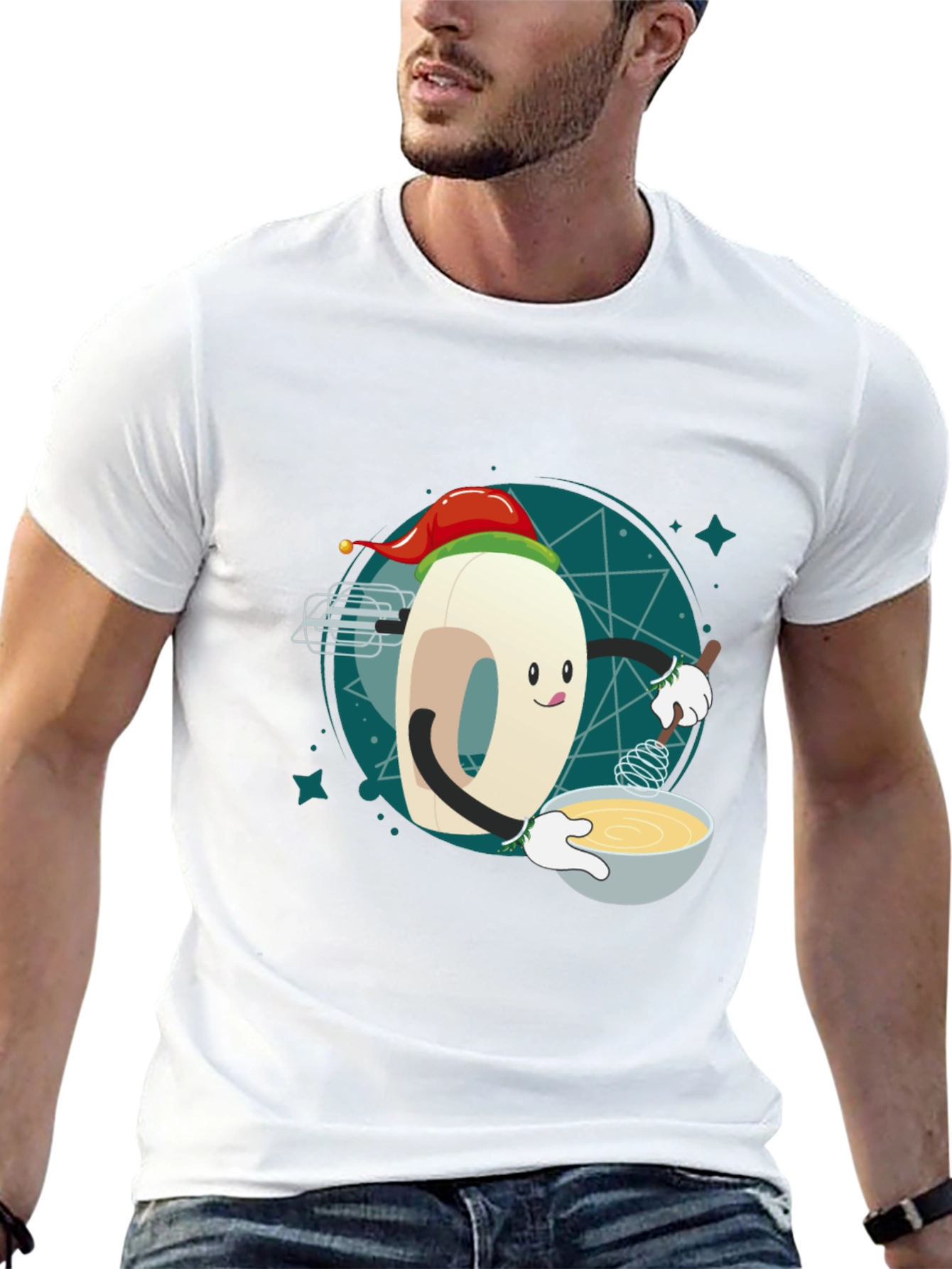 Festive Doughnut Baker T-Shirt - Holiday Cooking Tee