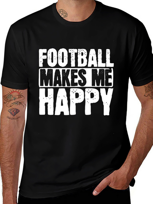 Football Makes Me Happy Graphic T-Shirt