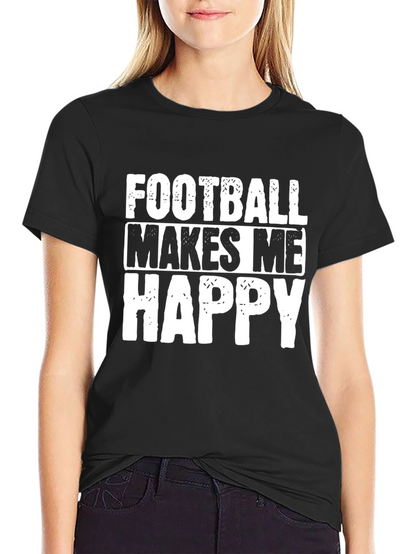 Football Makes Me Happy Graphic T-Shirt