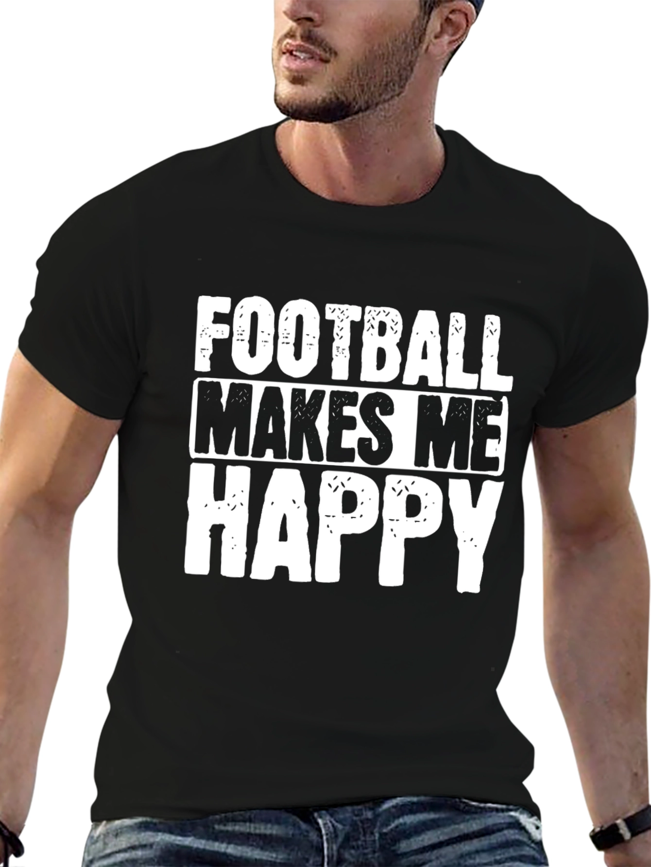 Football Makes Me Happy Graphic T-Shirt