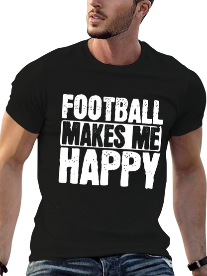 Football Makes Me Happy Graphic T-Shirt