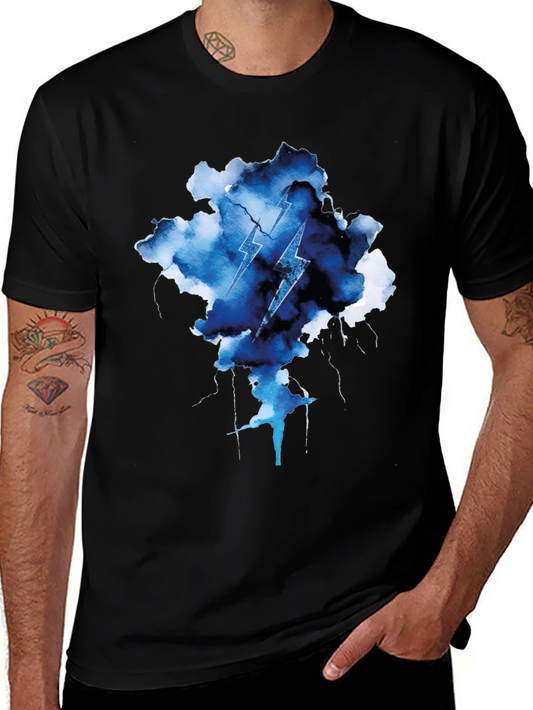 Lightning Bolt Cloud Graphic Tee - Black