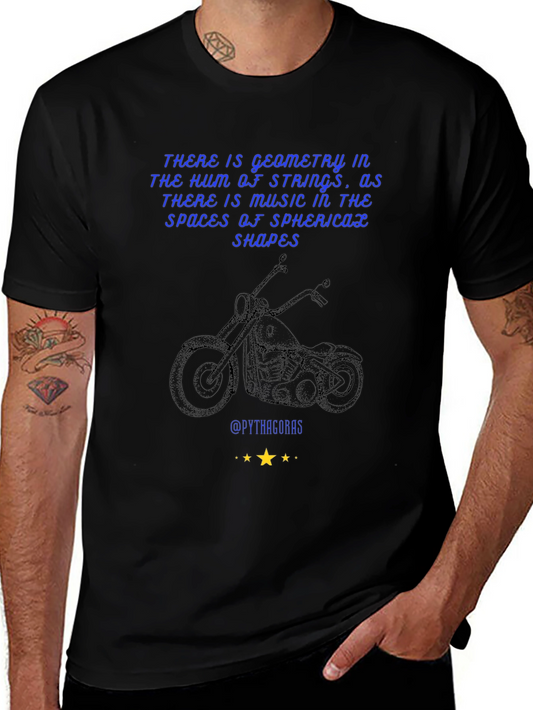 Geometric Music T-Shirt: Pythagorean Motorcycle Design