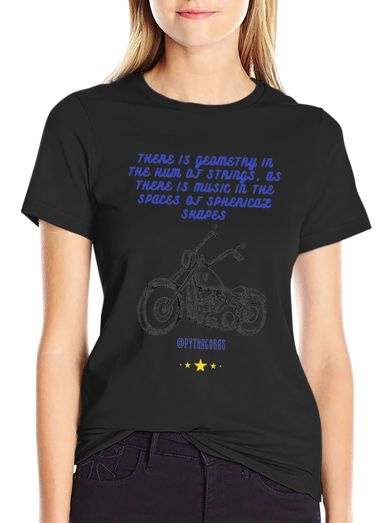 Geometric Music T-Shirt: Pythagorean Motorcycle Design