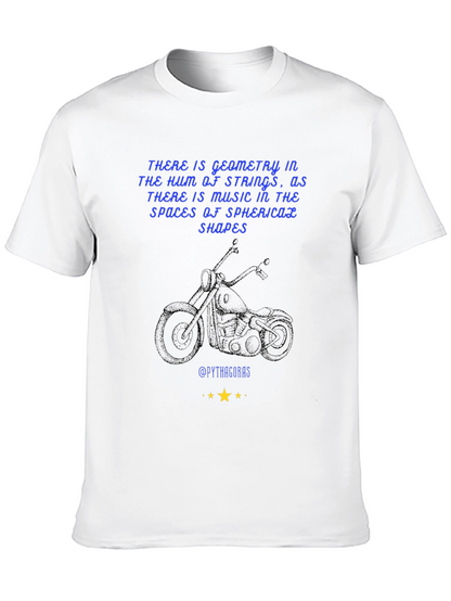 Geometric Music T-Shirt: Pythagorean Motorcycle Design