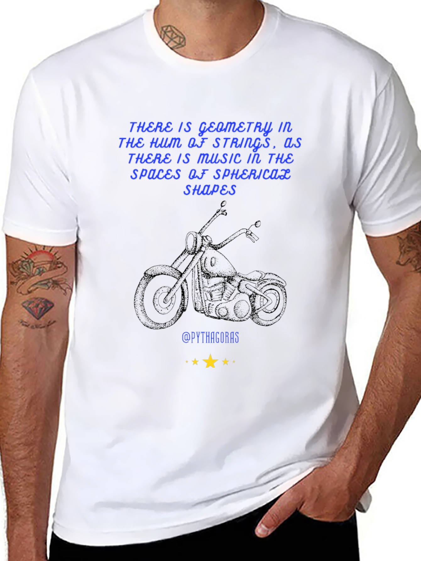 Geometric Music T-Shirt: Pythagorean Motorcycle Design