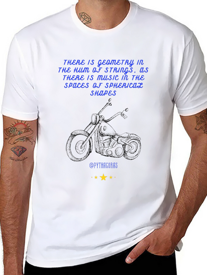 Geometric Music T-Shirt: Pythagorean Motorcycle Design