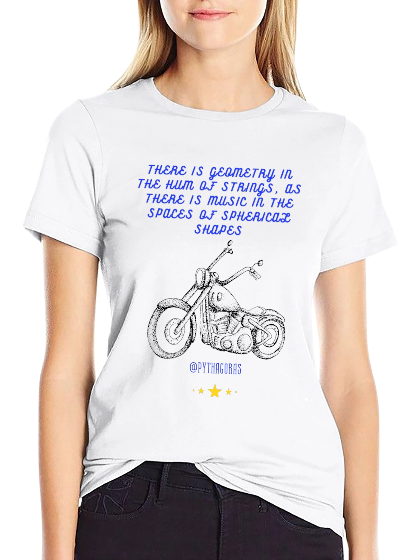 Geometric Music T-Shirt: Pythagorean Motorcycle Design