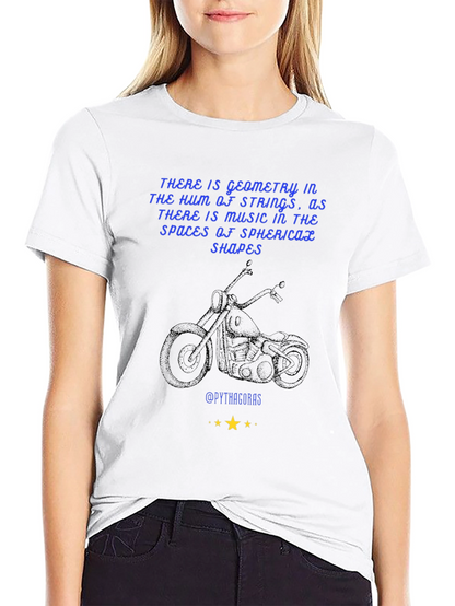 Geometric Music T-Shirt: Pythagorean Motorcycle Design