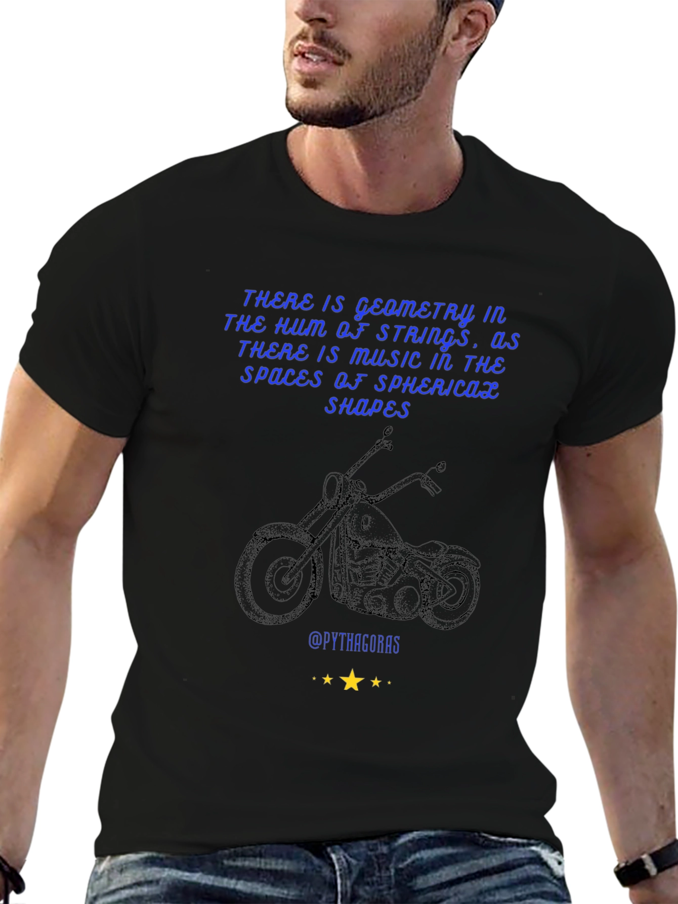 Geometric Music T-Shirt: Pythagorean Motorcycle Design