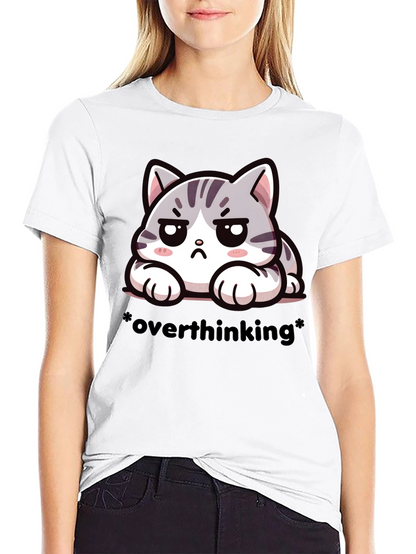 Overthinking Cat Graphic Tee - Unisex Black T-Shirt