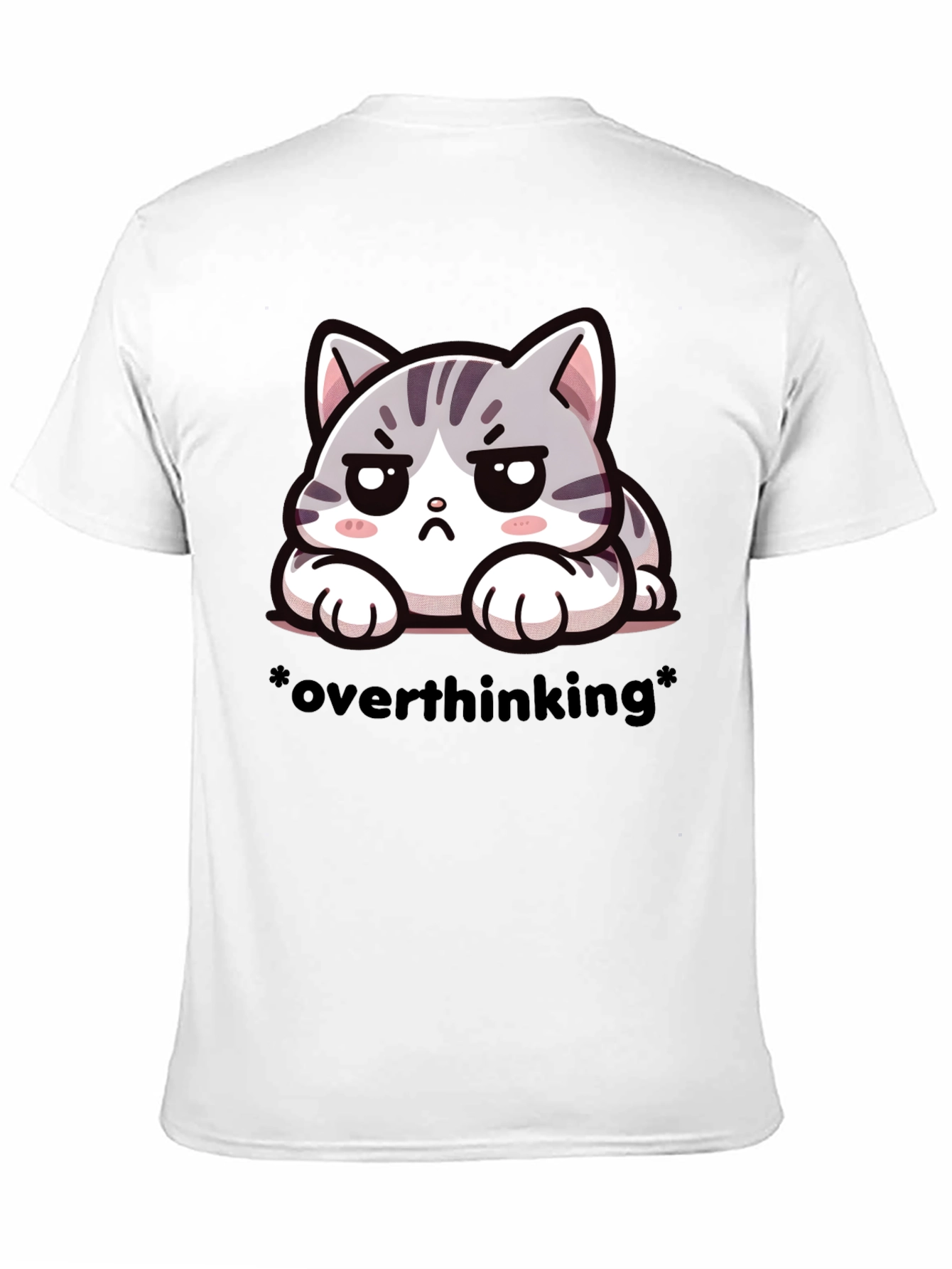 Overthinking Cat Graphic Tee - Unisex Black T-Shirt