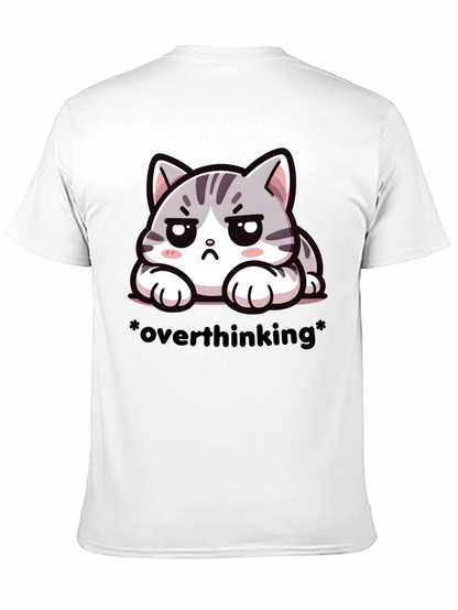 Overthinking Cat Graphic Tee - Unisex Black T-Shirt