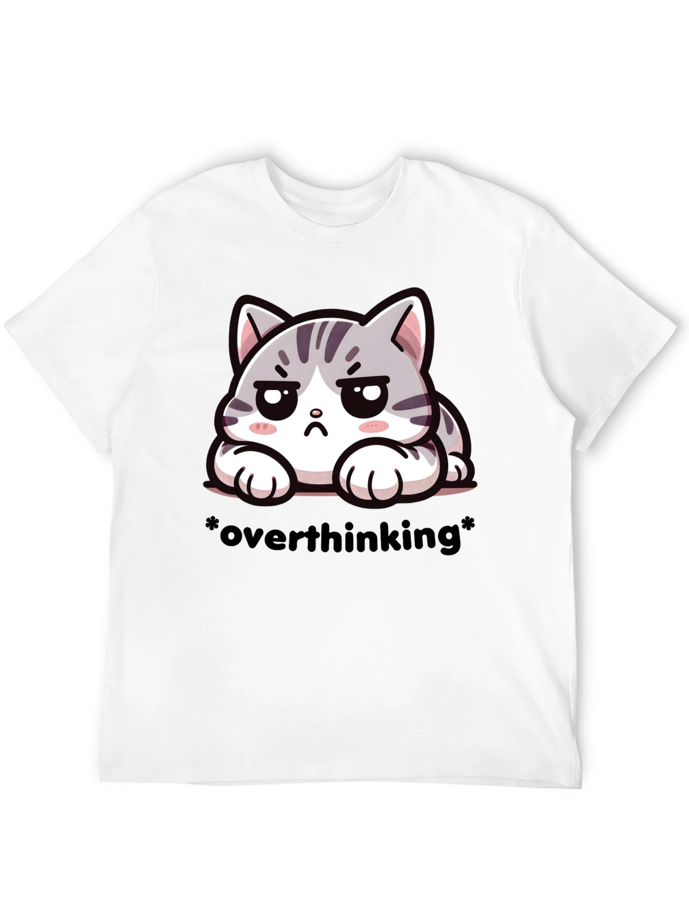 Overthinking Cat Graphic Tee - Unisex Black T-Shirt