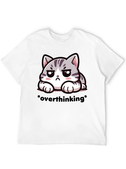 Overthinking Cat Graphic Tee - Unisex Black T-Shirt
