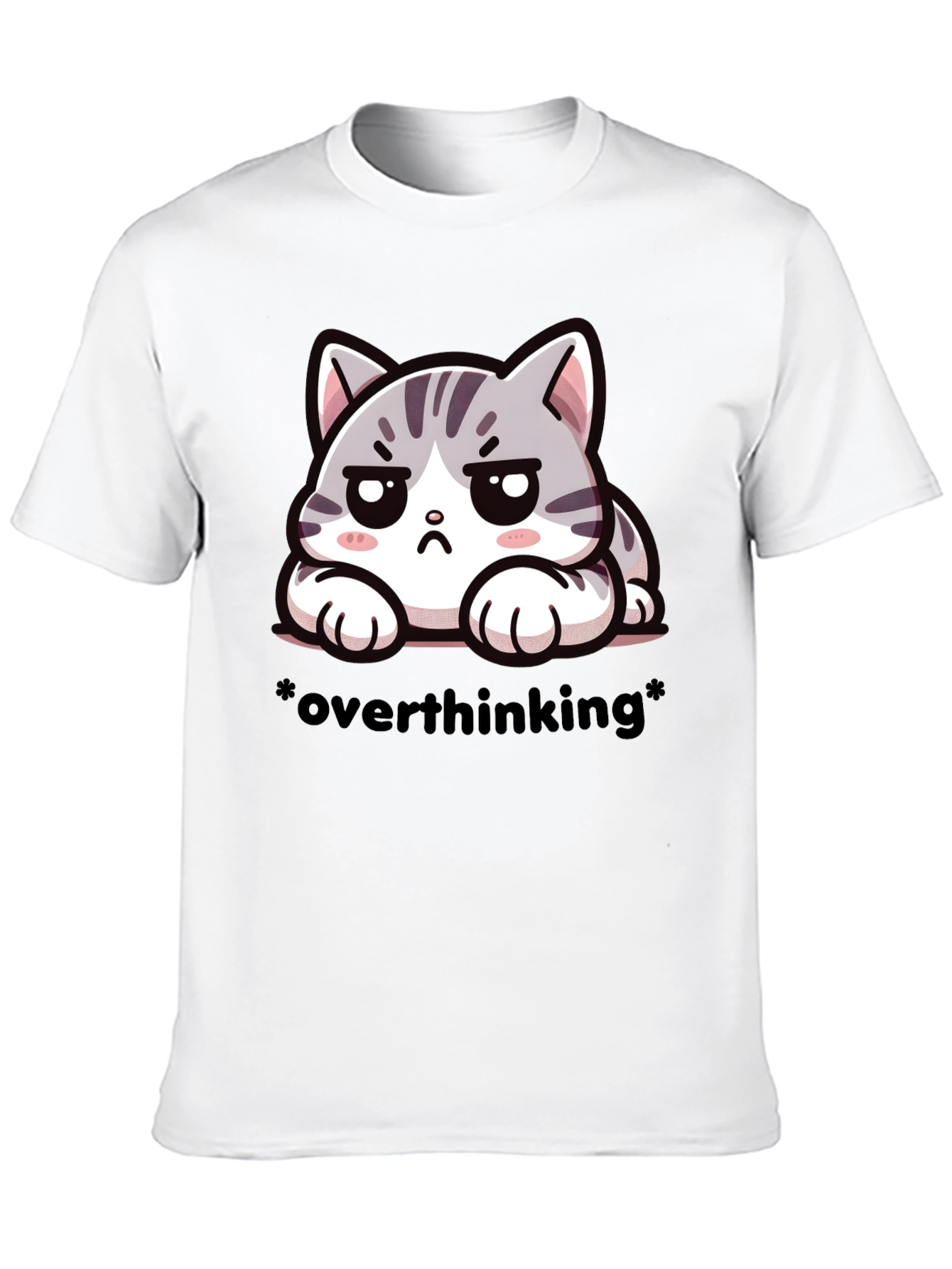 Overthinking Cat Graphic Tee - Unisex Black T-Shirt