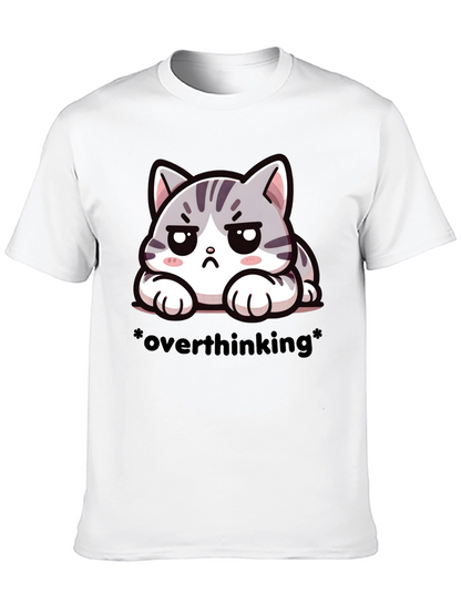 Overthinking Cat Graphic Tee - Unisex Black T-Shirt