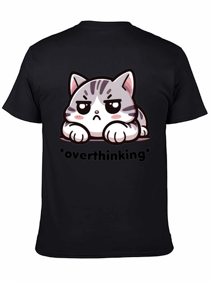 Overthinking Cat Graphic Tee - Unisex Black T-Shirt
