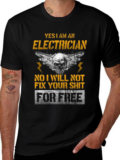 Electrician Skull Humor T-Shirt Funny Gift