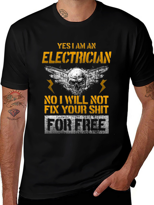 Electrician Skull Humor T-Shirt Funny Gift
