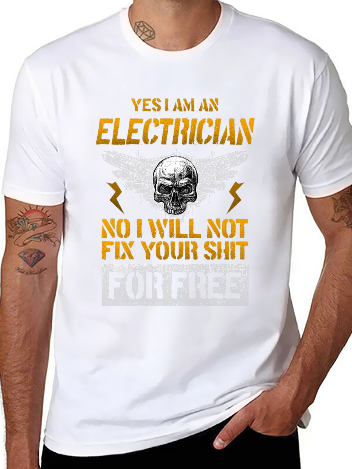 Electrician Skull Humor T-Shirt Funny Gift