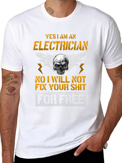 Electrician Skull Humor T-Shirt Funny Gift