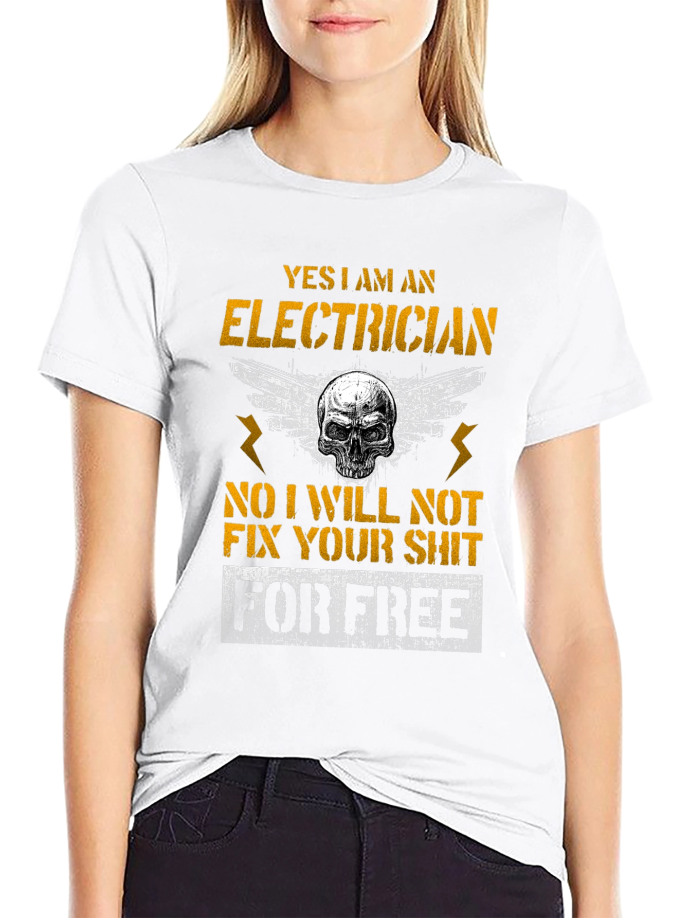 Electrician Skull Humor T-Shirt Funny Gift
