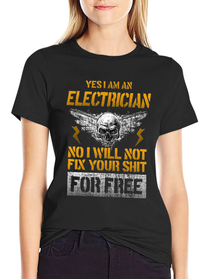 Electrician Skull Humor T-Shirt Funny Gift
