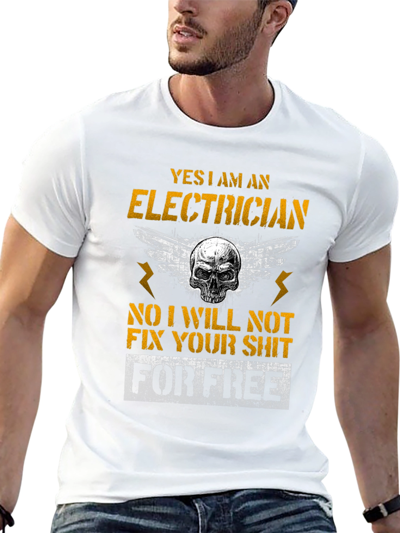 Electrician Skull Humor T-Shirt Funny Gift