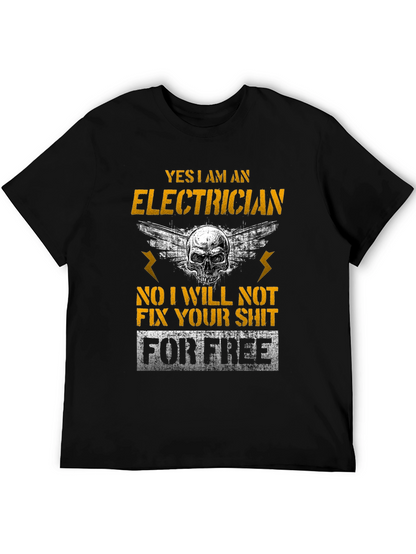 Electrician Skull Humor T-Shirt Funny Gift
