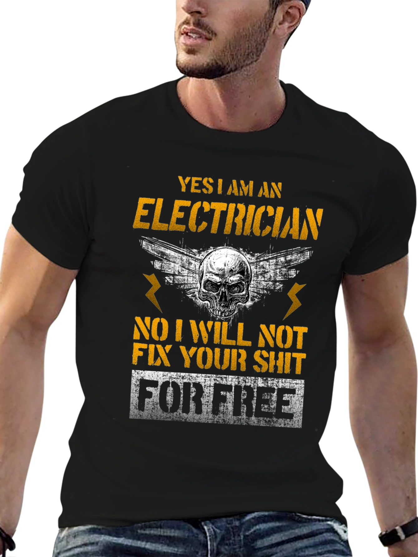 Electrician Skull Humor T-Shirt Funny Gift