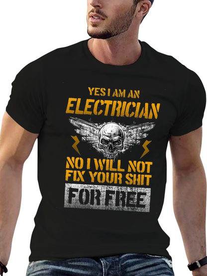 Electrician Skull Humor T-Shirt Funny Gift