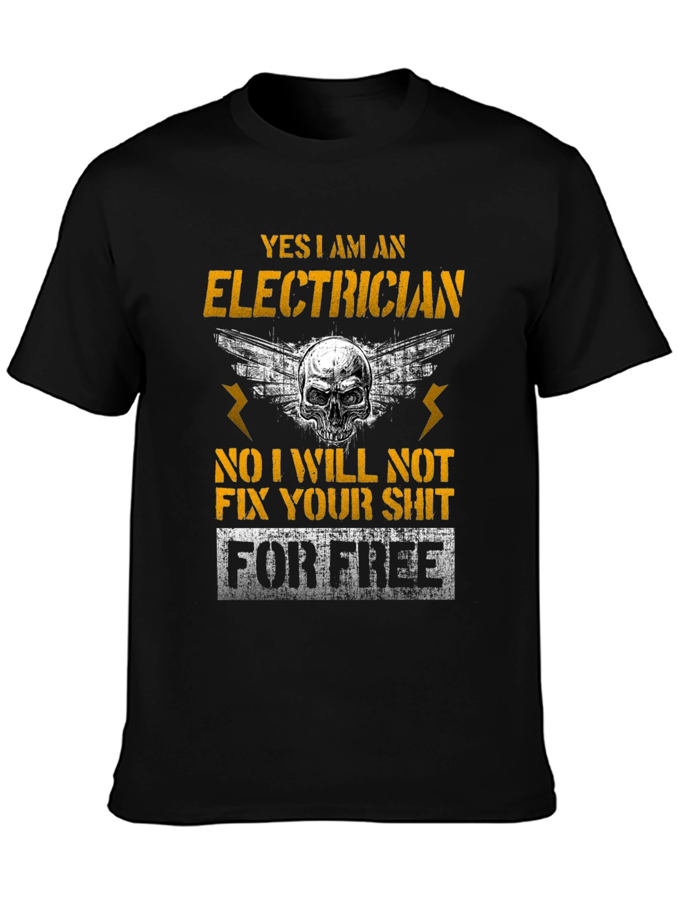 Electrician Skull Humor T-Shirt Funny Gift