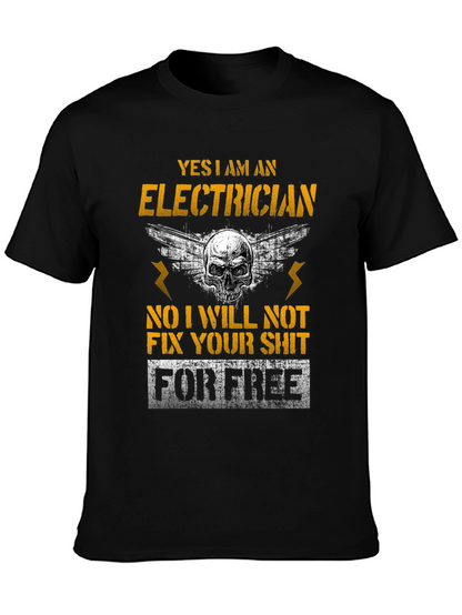 Electrician Skull Humor T-Shirt Funny Gift