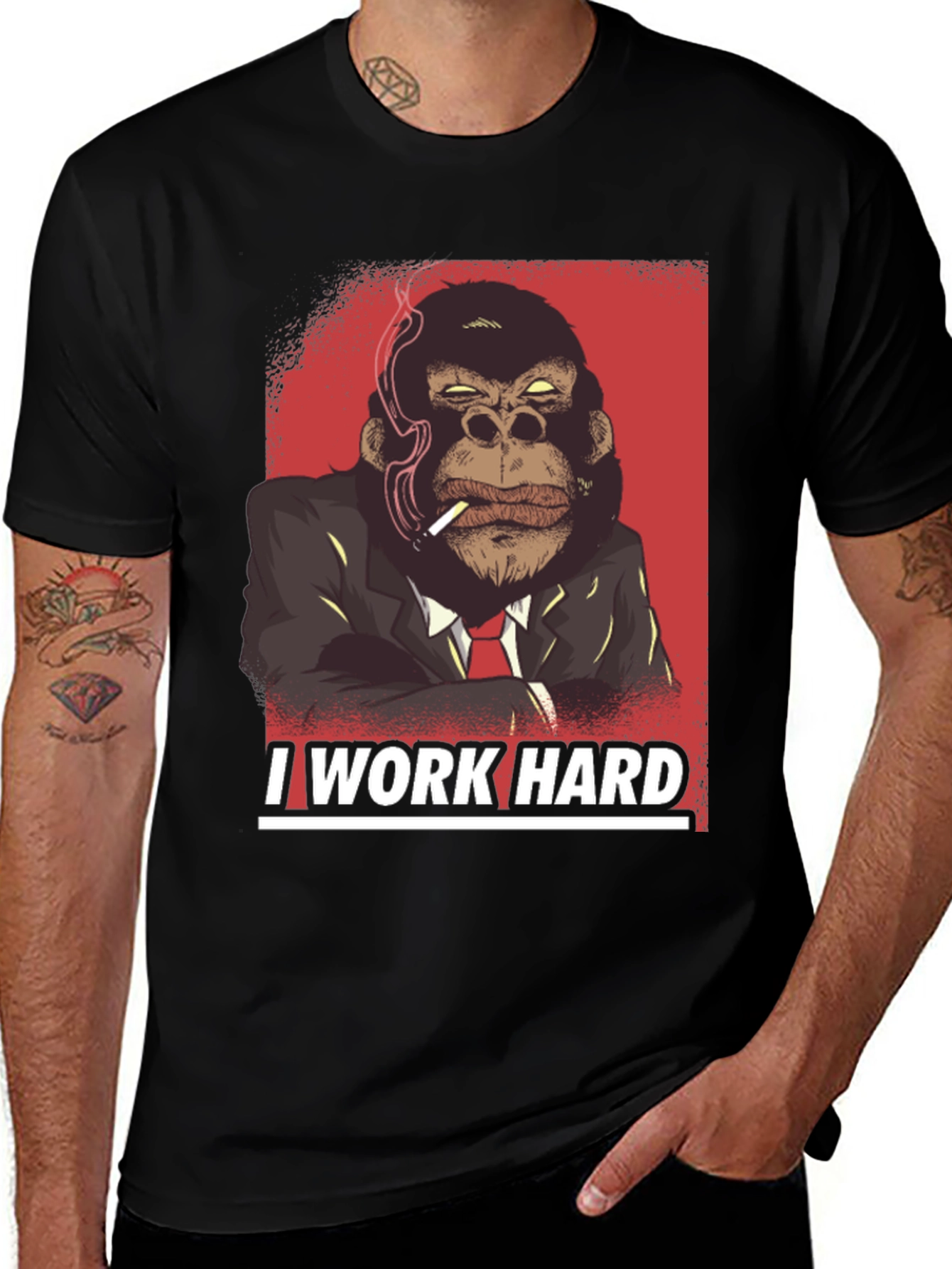 I Work Hard Gorilla Graphic T-Shirt