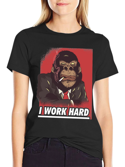 I Work Hard Gorilla Graphic T-Shirt