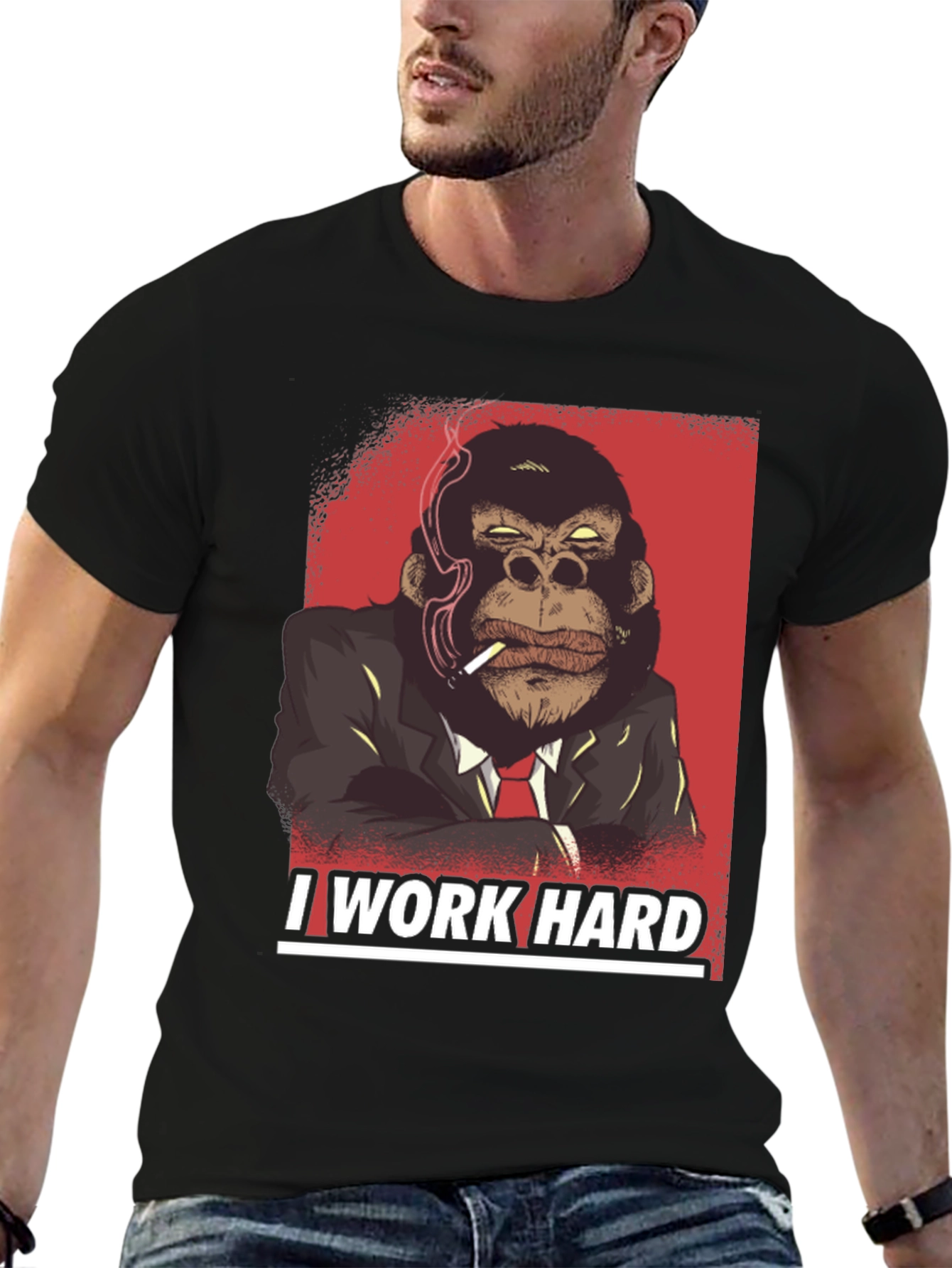 I Work Hard Gorilla Graphic T-Shirt