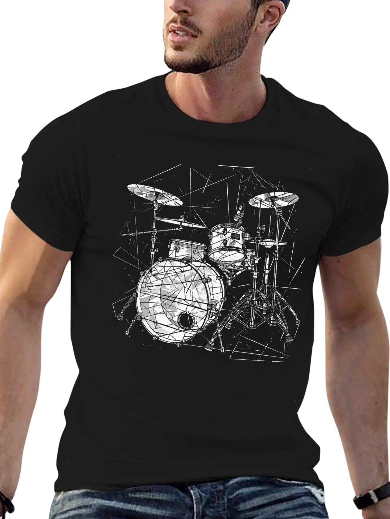 Drum Kit Graphic Tee - Black