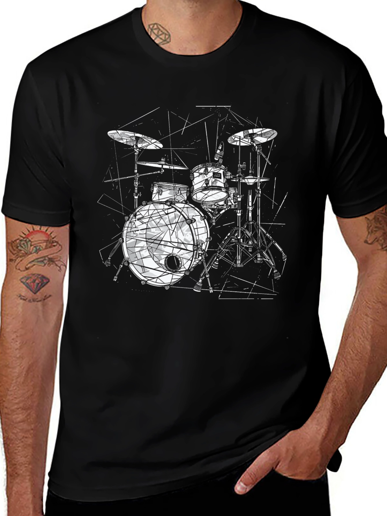 Drum Kit Graphic Tee - Black