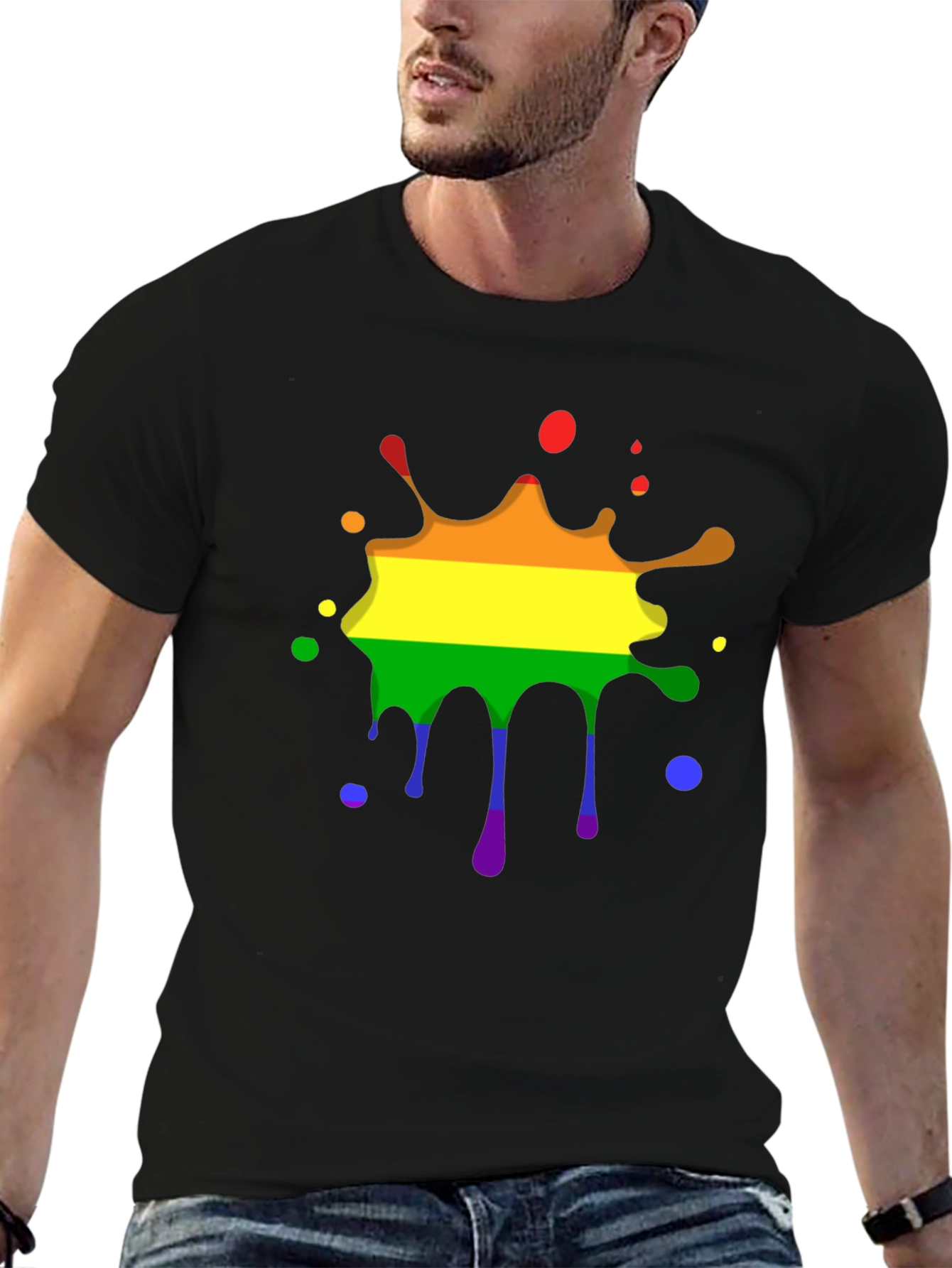 Pride Rainbow Splatter Black T-Shirt