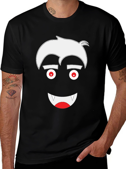 Vampire Cartoon Graphic Tee - Mens Black T-Shirt