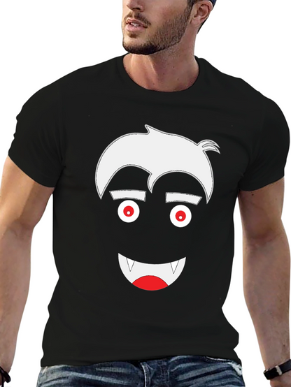 Vampire Cartoon Graphic Tee - Mens Black T-Shirt