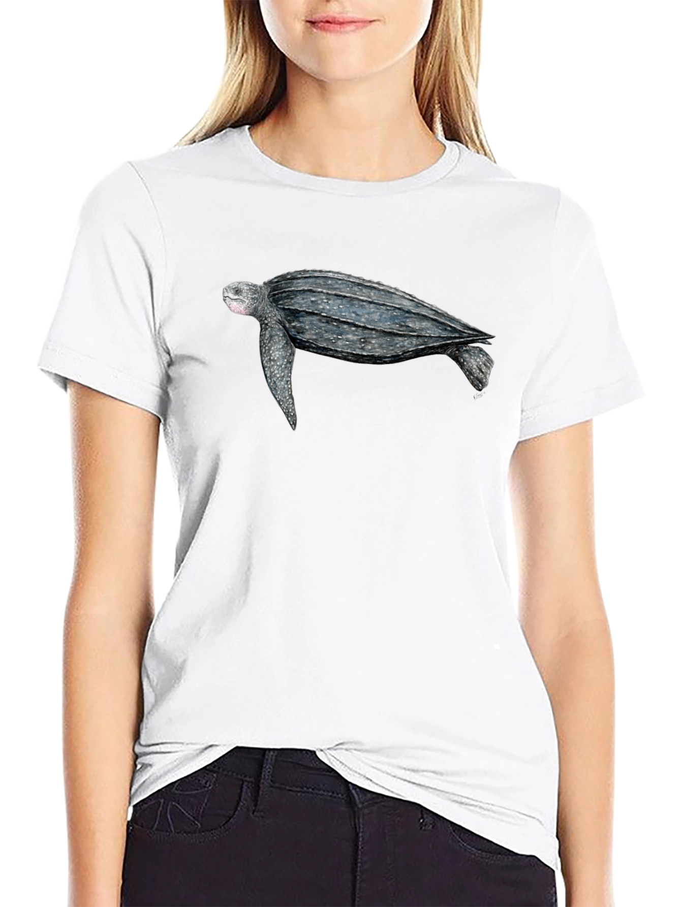 Sea Turtle Graphic Tee - Black Cotton T-Shirt