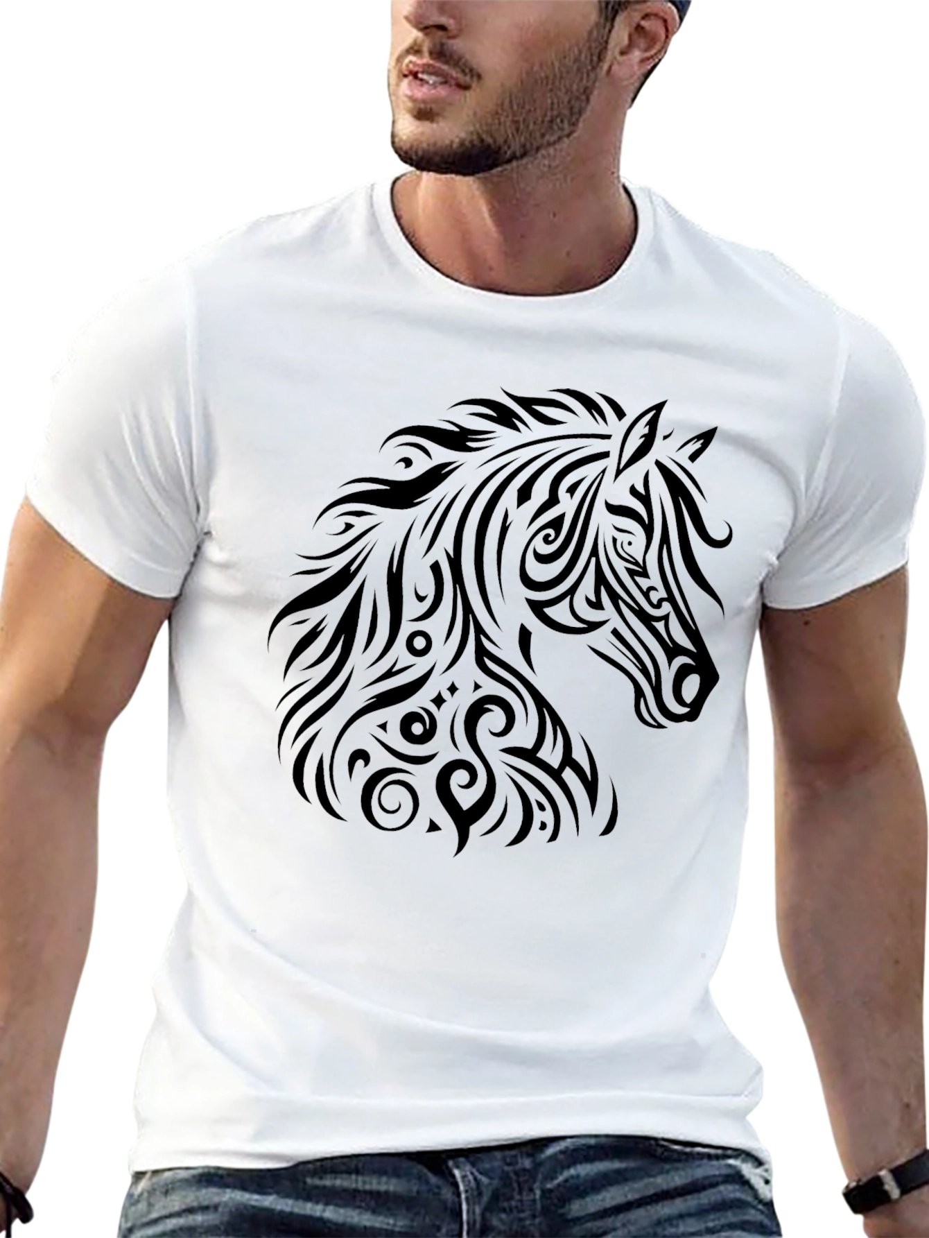 Tribal Horse Graphic Tee - Black