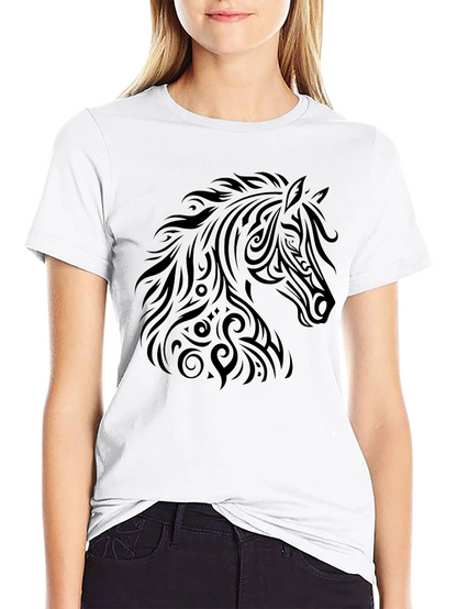 Tribal Horse Graphic Tee - Black